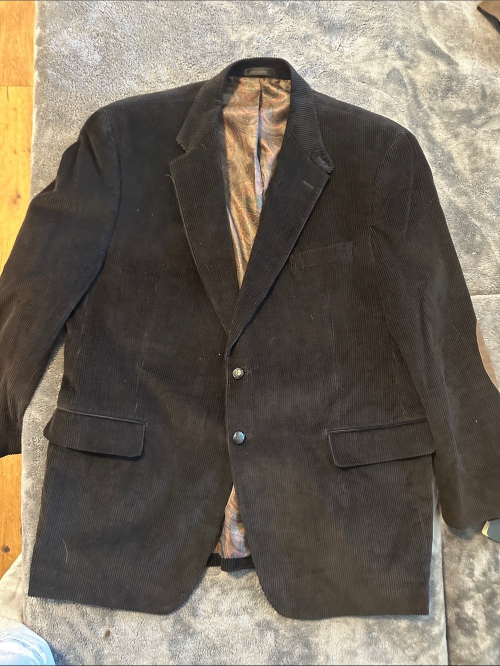 Ralph Lauren Black Corduroy Two-Button Sport Coat
